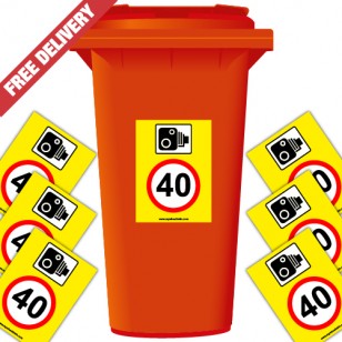 Speed Camera 40 mph Speed Reduction Wheelie Bin Stickers